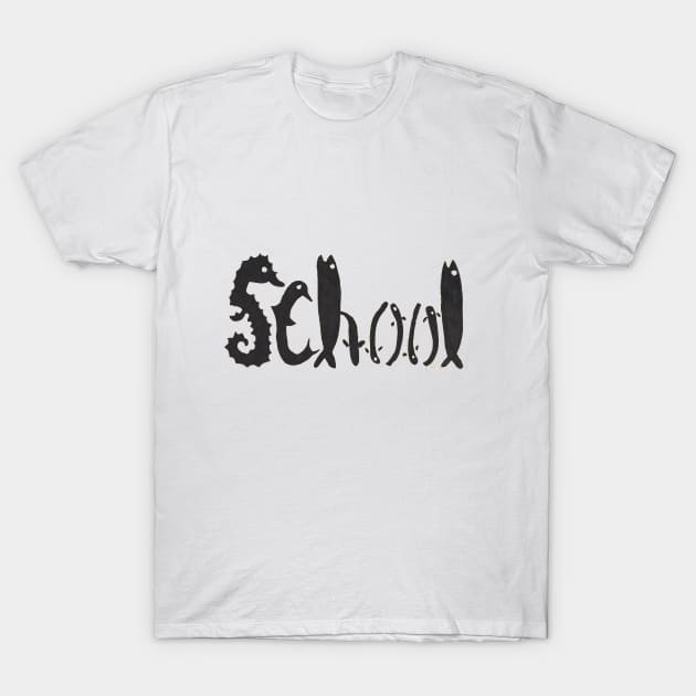 School of Fish Using Fish Shapes to Create the Letters T-Shirt by Ali Cat Originals